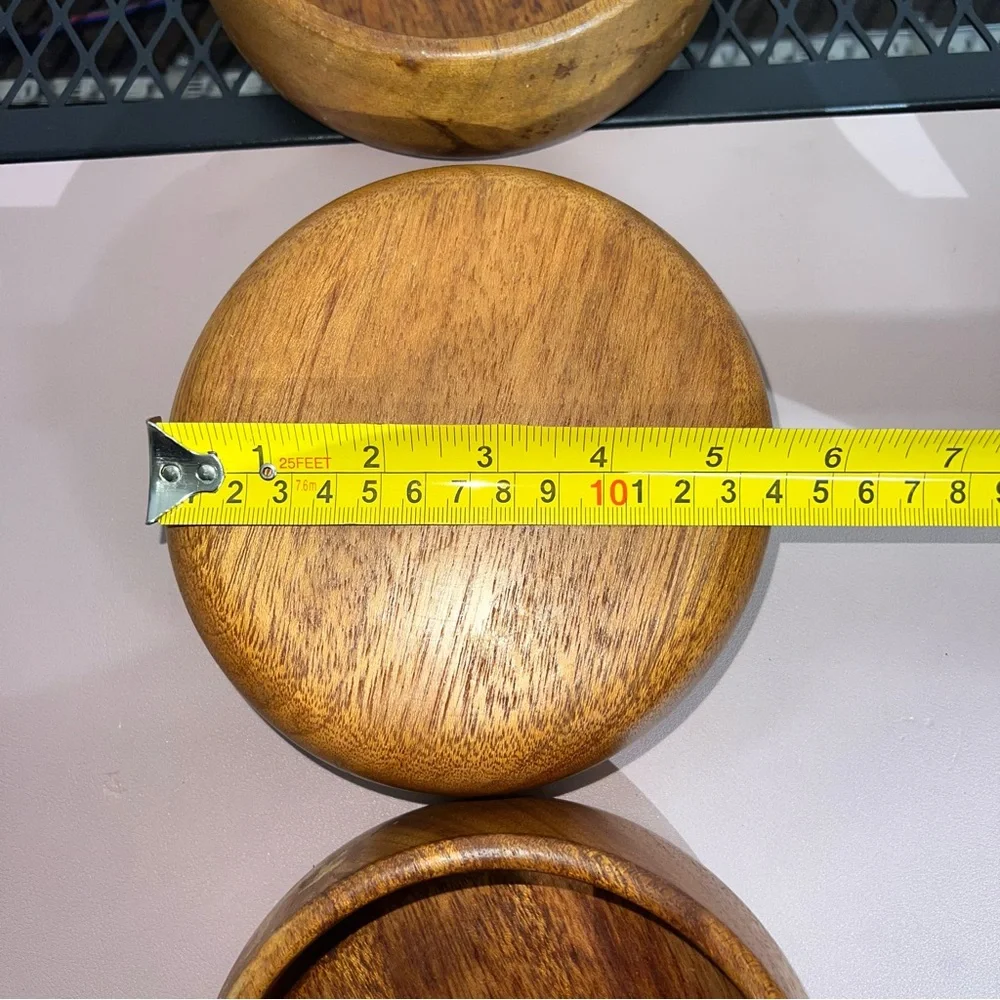 Vintage 3 Piece Bowl Set Genuine‎ Teak Gourmet Kitchen 6” Mid Century